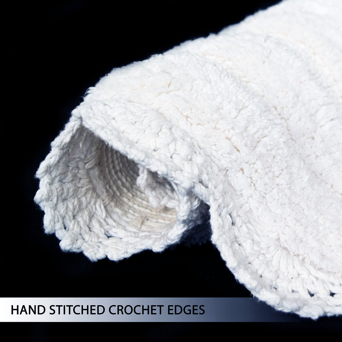 CROCHET OVAL BATH MAT, 17''x24'', WHITE