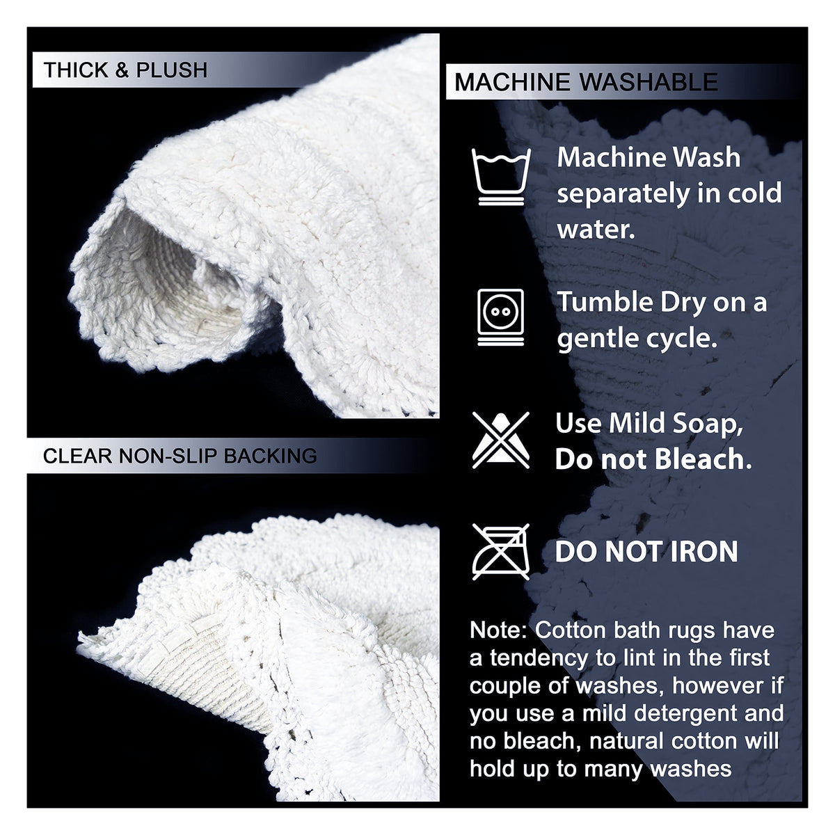 CROCHET OVAL BATH MAT, 17''x24'', WHITE