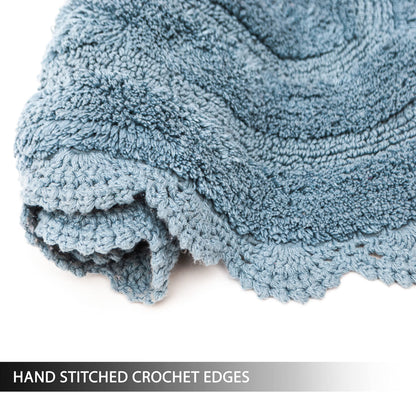 CROCHET OVAL BATH MAT, 17''x24'', PROVINCIAL BLUE