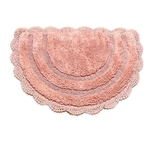 CROCHET SEMI CIRCLE BATH MAT, BLUSH, 20''x32'' 100% COTTON