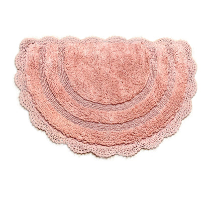 CROCHET SEMI CIRCLE BATH MAT, BLUSH, 20''x32'' 100% COTTON