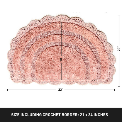 CROCHET SEMI CIRCLE BATH MAT, BLUSH, 20''x32'' 100% COTTON
