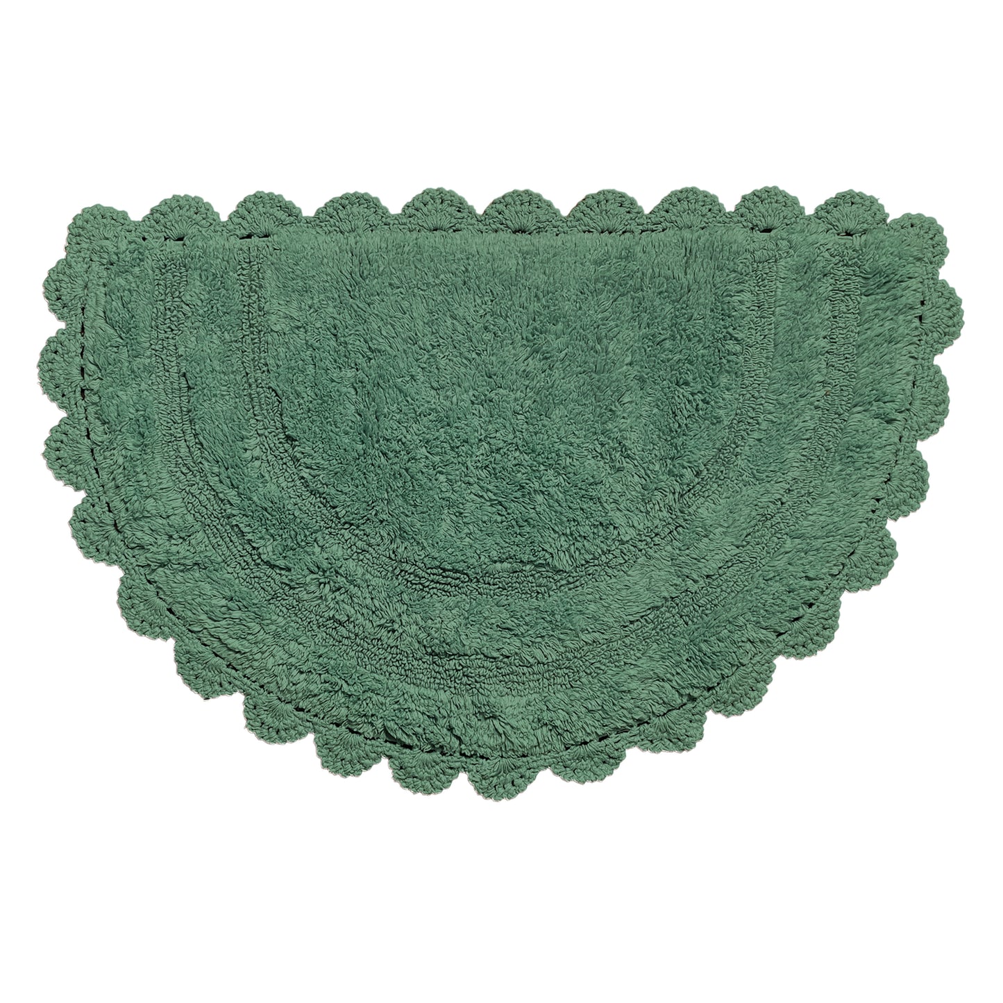 CROCHET SEMI CIRCLE BATH MAT, SAGE GREEN, 20''x32'' 100% COTTON