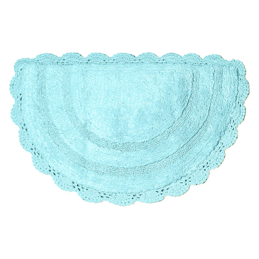 CROCHET SEMI CIRCLE BATH MAT, TURQUOISE, 20''x32'' 100% COTTON