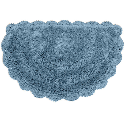 CROCHET SEMI CIRCLE BATH MAT, PROVENCIAL BLUE, 20''x32'' 100% COTTON