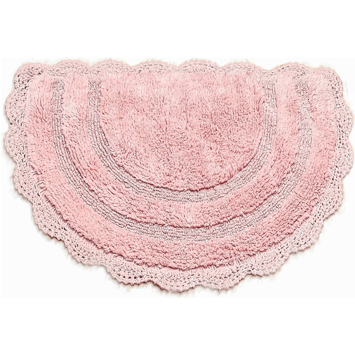 CROCHET SEMI CIRCLE BATH MAT, PINK, 20''x32'' 100% COTTON