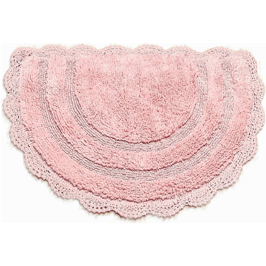 CROCHET SEMI CIRCLE BATH MAT, PINK, 20''x32'' 100% COTTON