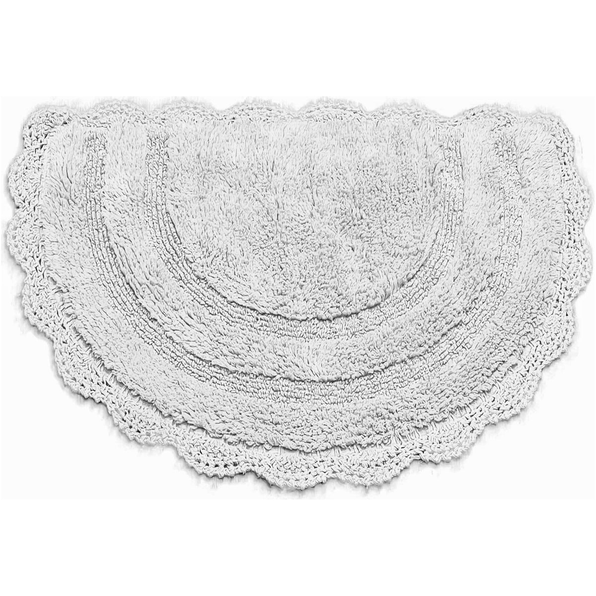 CROCHET SEMI CIRCLE BATH MAT, LT. GREY, 20''x32'' 100% COTTON