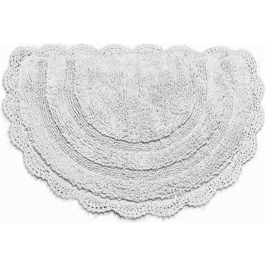 CROCHET SEMI CIRCLE BATH MAT, LT. GREY, 20''x32'' 100% COTTON