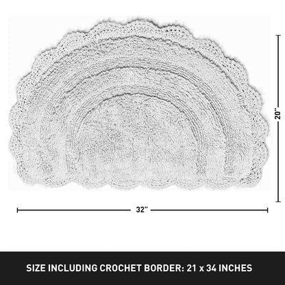 CROCHET SEMI CIRCLE BATH MAT, LT. GREY, 20''x32'' 100% COTTON