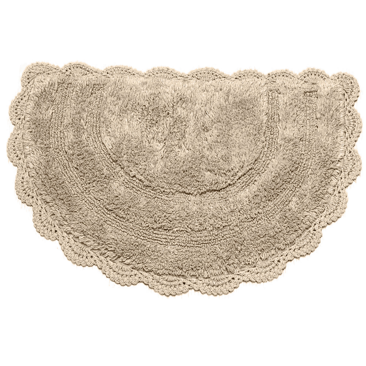 CROCHET SEMI CIRCLE BATH MAT, BEIGE, 20''x32'' 100% COTTON