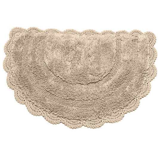 CROCHET SEMI CIRCLE BATH MAT, BEIGE, 20''x32'' 100% COTTON