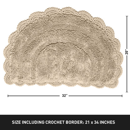 CROCHET SEMI CIRCLE BATH MAT, BEIGE, 20''x32'' 100% COTTON