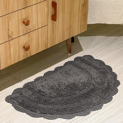 Crochet Semi Circle Bath Mat, Griffin Gray, 20'' X 32''