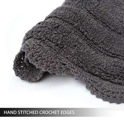 Crochet Semi Circle Bath Mat, Griffin Gray, 20'' X 32''