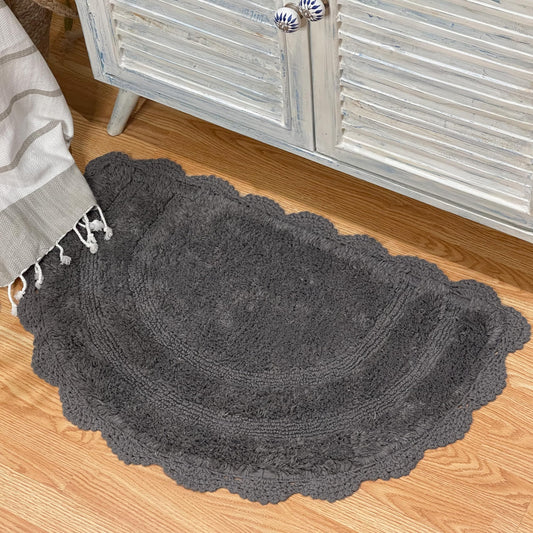 Crochet Semi Circle Bath Mat, Griffin Gray, 20'' X 32''