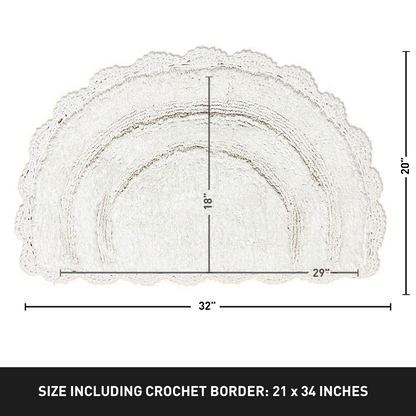 CROCHET SEMI CIRCLE BATH MAT, WHITE, 20''x32'' 100% COTTON
