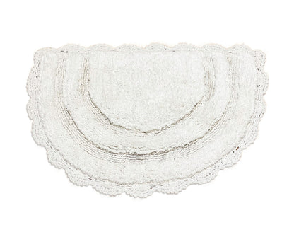 CROCHET SEMI CIRCLE BATH MAT, WHITE, 20''x32'' 100% COTTON