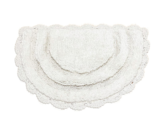 CROCHET SEMI CIRCLE BATH MAT, WHITE, 20''x32'' 100% COTTON