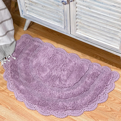 CROCHET SEMI CIRCLE BATH MAT,LAVENDER, 20''x32'' 100% COTTON