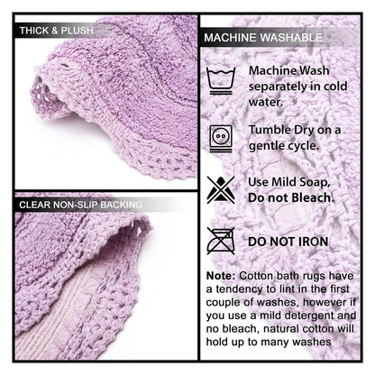 CROCHET SEMI CIRCLE BATH MAT,LAVENDER, 20''x32'' 100% COTTON
