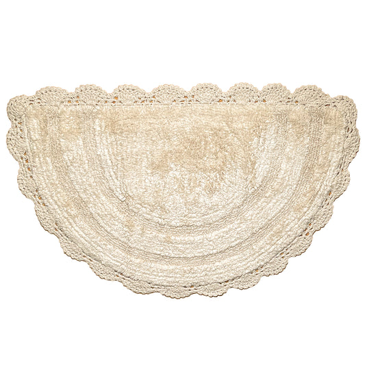 CROCHET SEMI CIRCLE BATH MAT, IVORY, 20''x32'' 100% COTTON