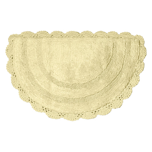 CROCHET SEMI CIRCLE BATH MAT, LT. YELLOW, 20''x32'' 100% COTTON