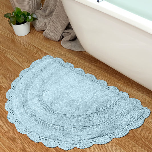CROCHET SEMI CIRCLE BATH MAT, POWDER BLUE, 20''x32'' 100% COTTON