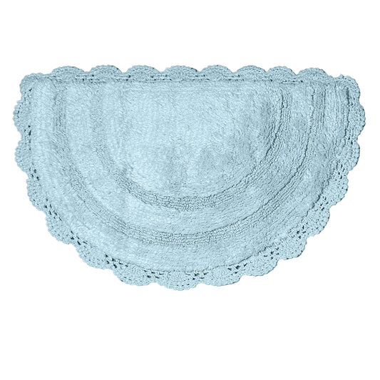 CROCHET SEMI CIRCLE BATH MAT, POWDER BLUE, 20''x32'' 100% COTTON