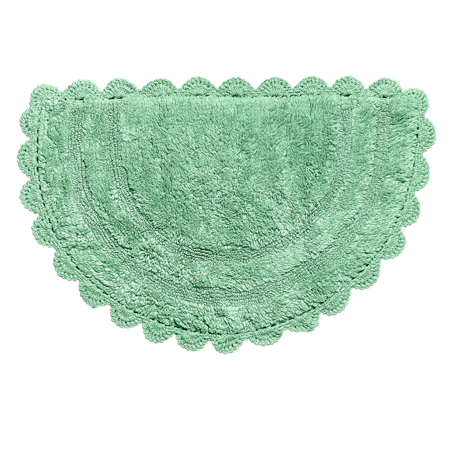 CROCHET SEMI CIRCLE BATH MAT, LIGHT GREEN, 20''x32'' 100% COTTON