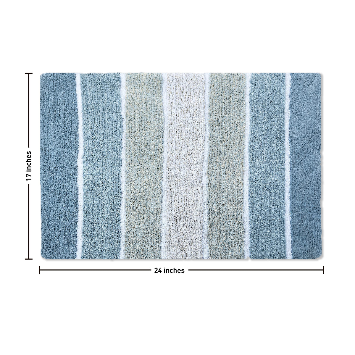 Cordural Stripe Bath Rug cotton 17''x24''-Blue-White