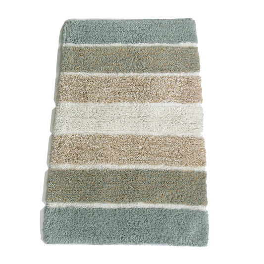 Cordural Stripe Bath Rug cotton 17''x24''-Grey-Beige