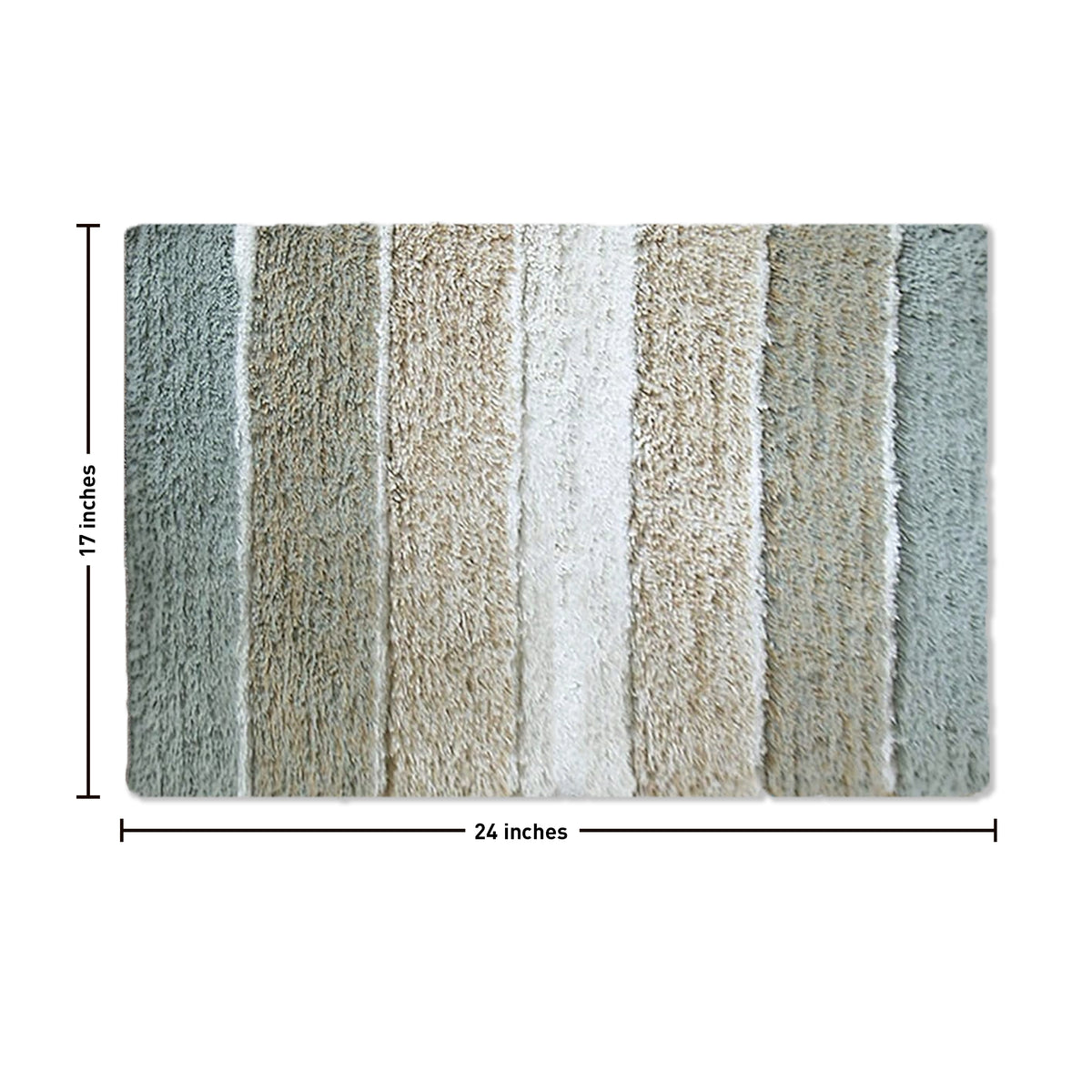 Cordural Stripe Bath Rug cotton 17''x24''-Grey-Beige