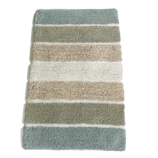 Cordural Stripe Bath Rug cotton 21''x34''-Grey-Beige