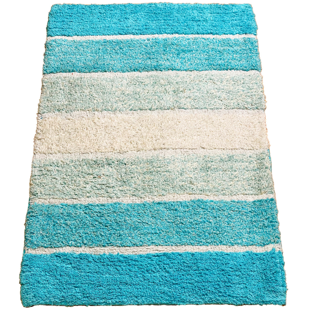 Cordural Stripe Bath Rug cotton 24''x40''-Aqua-Turquoise