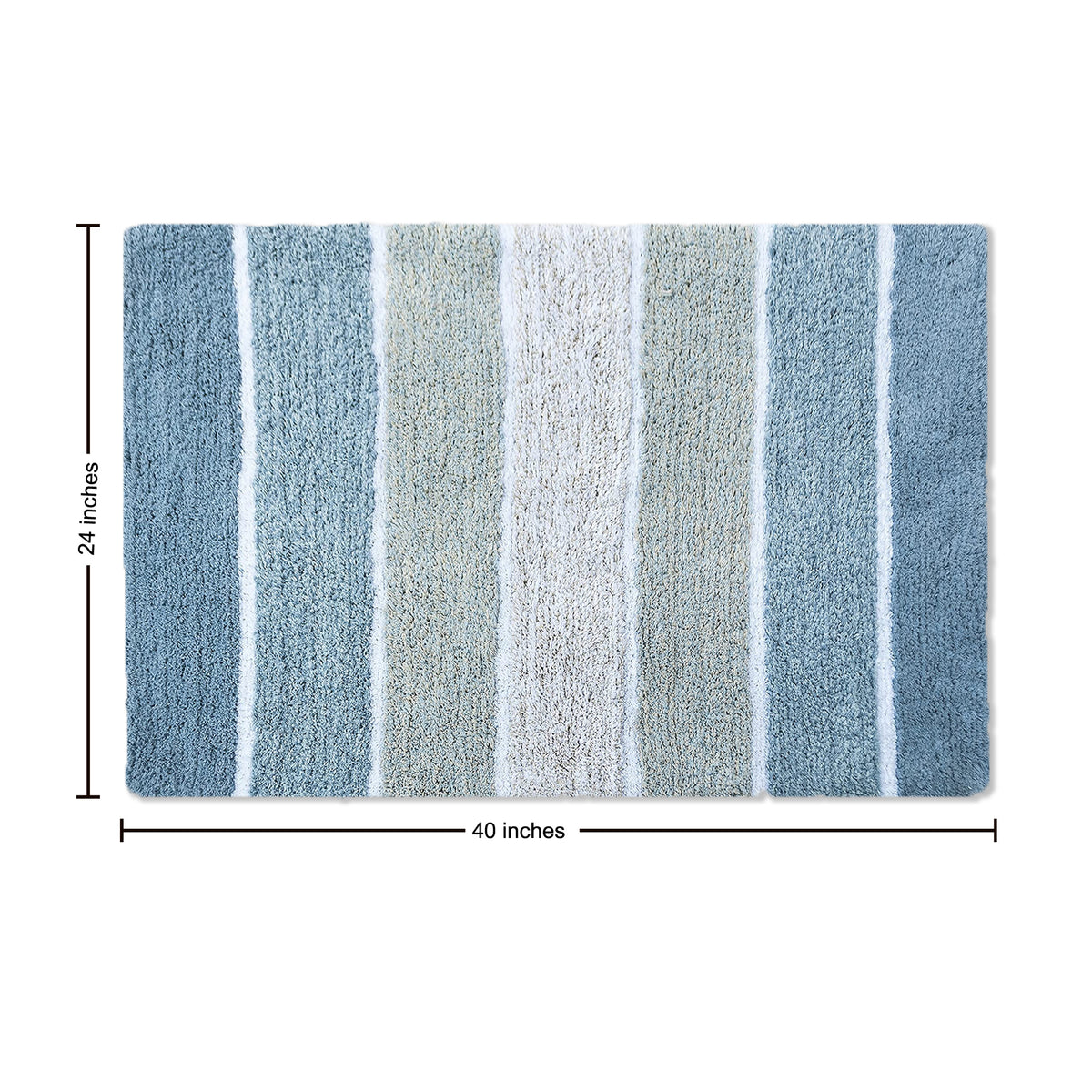 Cordural Stripe Bath Rug cotton 24''x40''-Blue-White