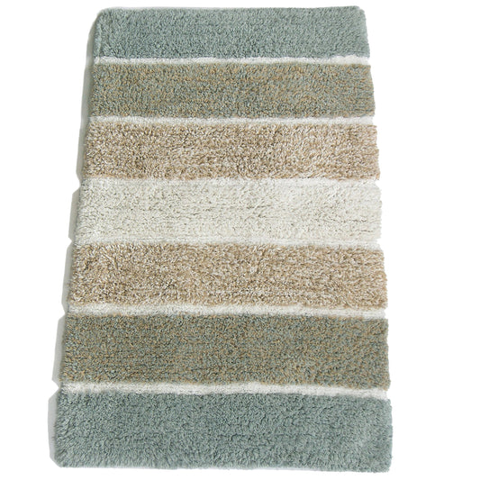 Cordural Stripe Bath Rug cotton 24''x40''-Grey-Beige