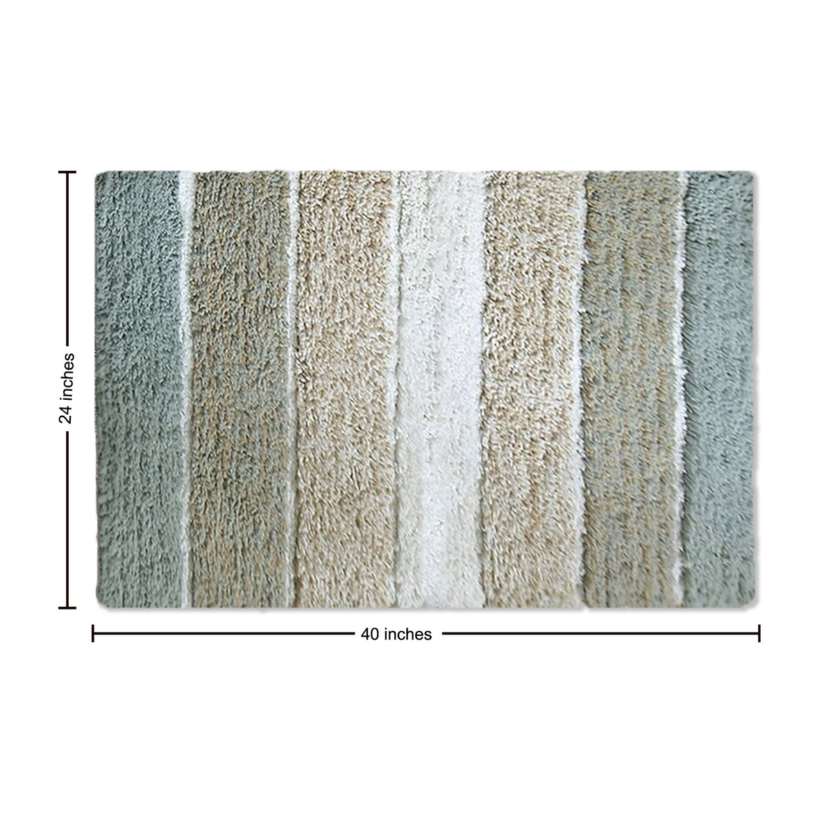 Cordural Stripe Bath Rug cotton 24''x40''-Grey-Beige