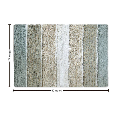 Cordural Stripe Bath Rug cotton 24''x40''-Grey-Beige