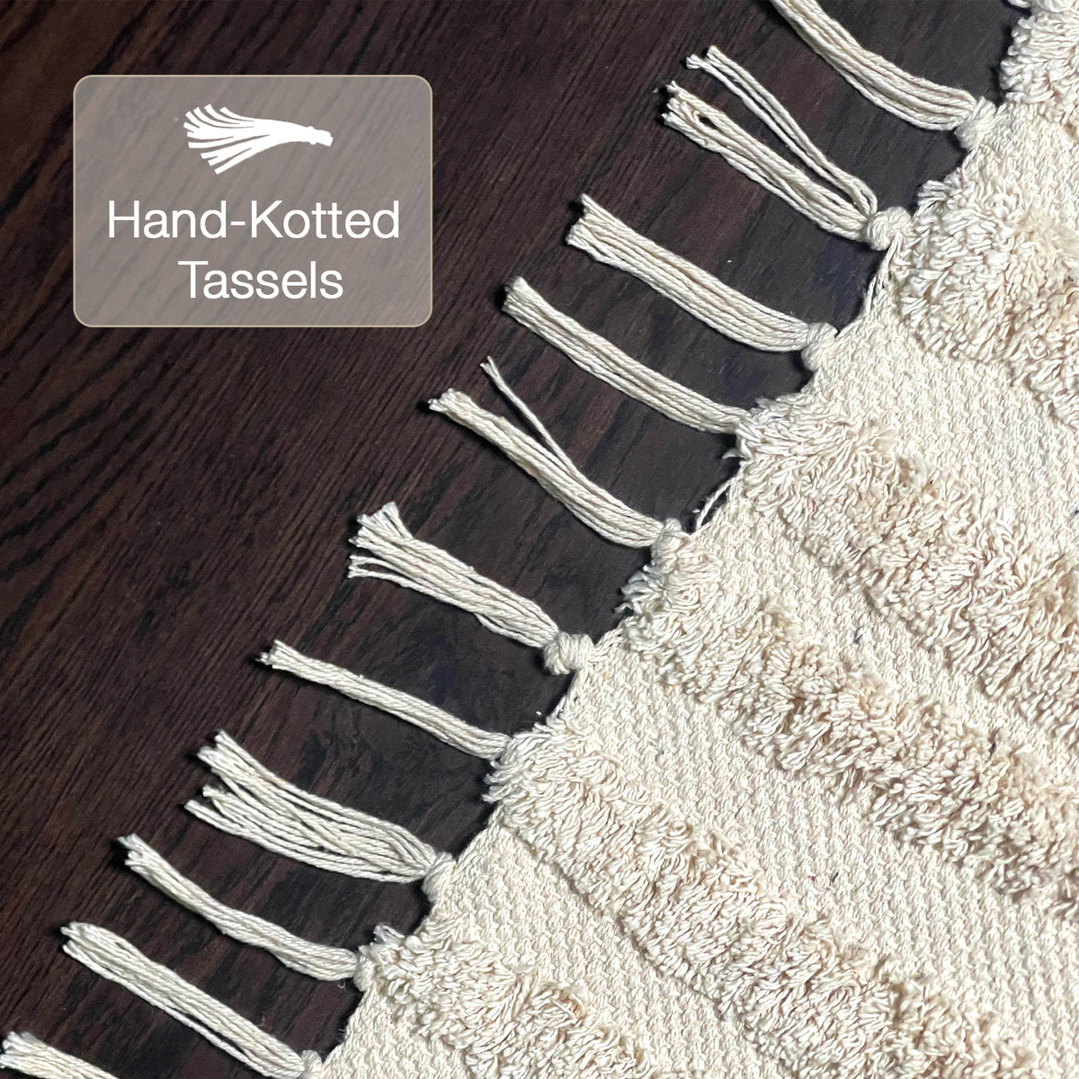 HANDWOVEN RAINBOW BATH RUG, 2'x3', IVORY