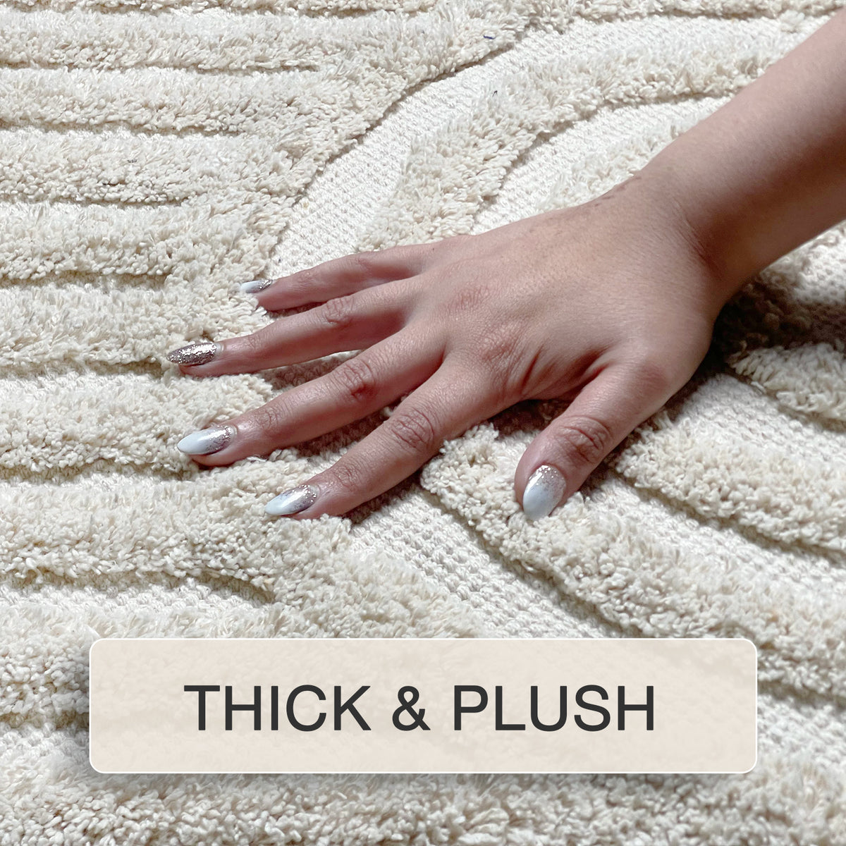 HANDWOVEN RAINBOW BATH RUG, 2'x3', IVORY