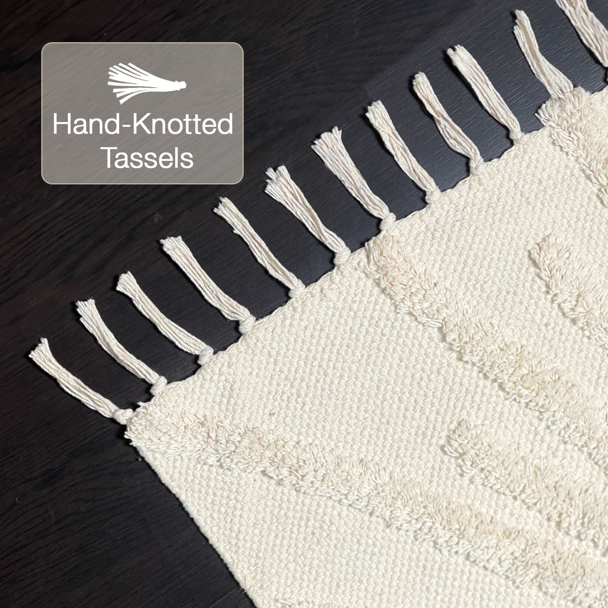 HANDWOVEN SUN BATH RUG, 2'X3', IVORY