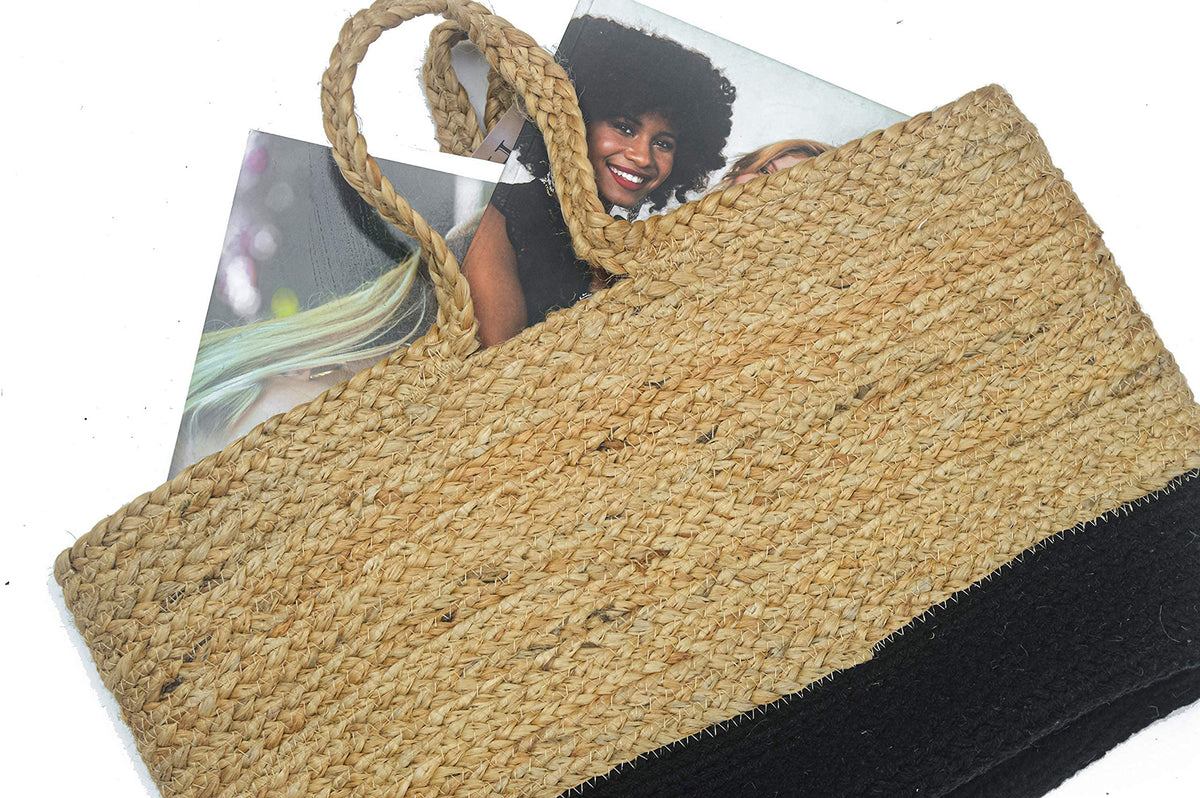 Cortina Jute Bag - Natural/Black, 12" x 16"