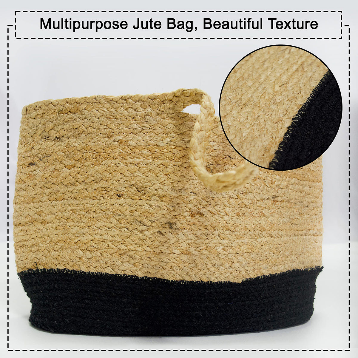 Cortina Jute Bag - Natural/Black, 12" x 16"