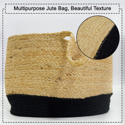 Cortina Jute Bag - Natural/Black, 12" x 16"