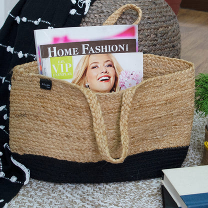 Cortina Jute Bag - Natural/Black, 12" x 16"