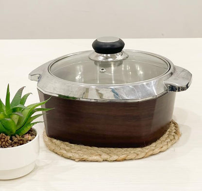BRAIDED TRIVET  ( 4 PCS SET )-NATURAL JUTE-8'' ROUND.