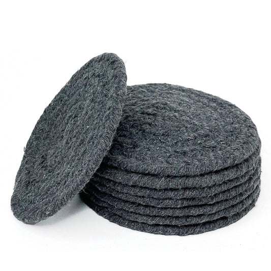 COTTON COASTER (SET OF 8), DK. GREY, 4'' ROUND.