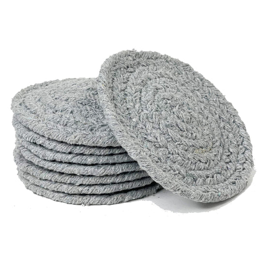 COTTON COASTER (SET OF 8), LT. GREY, 4'' ROUND.