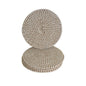 BRAIDED JUTE/COTTON TRIVET  ( 4 PCS SET )-NATURAL JUTE-8'' ROUND.